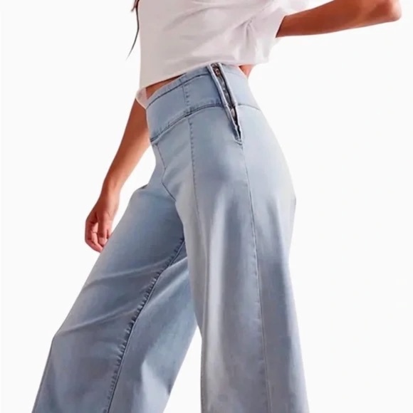 NWT WE THE FREE PEOPLE Jeans Spotlight High-Rise Wide-Leg In COLOR PERFECTION - Picture 4 of 12
